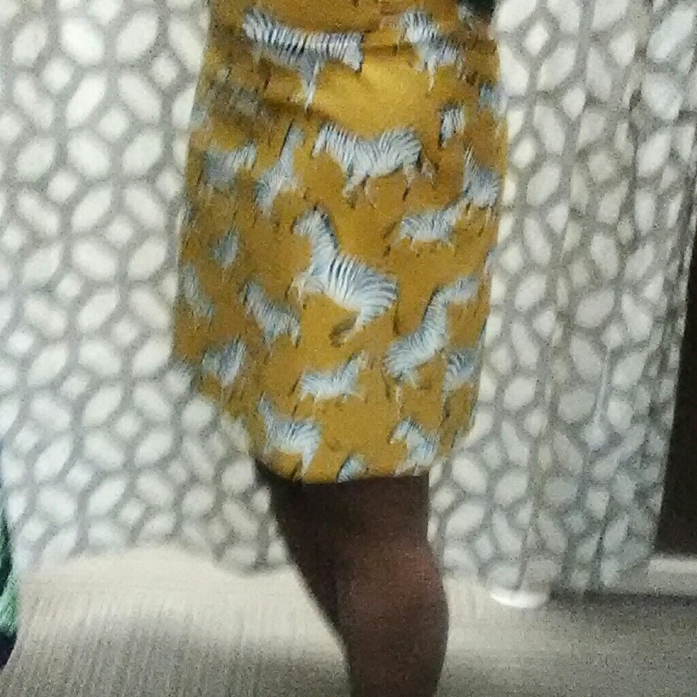 Gold zebra print pencil skirt